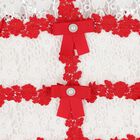 Girls White & Red Embroidered Floral Dress, 1, hi-res
