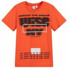 Boys Orange Printed T-Shirt, 1, hi-res