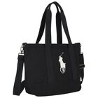 Girls Black Canvas Pony Logo Tote Bag ( 44cm ), 2, hi-res
