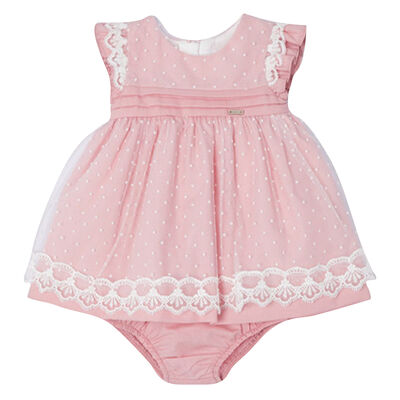 Baby Girls Pink Dot Dress Set