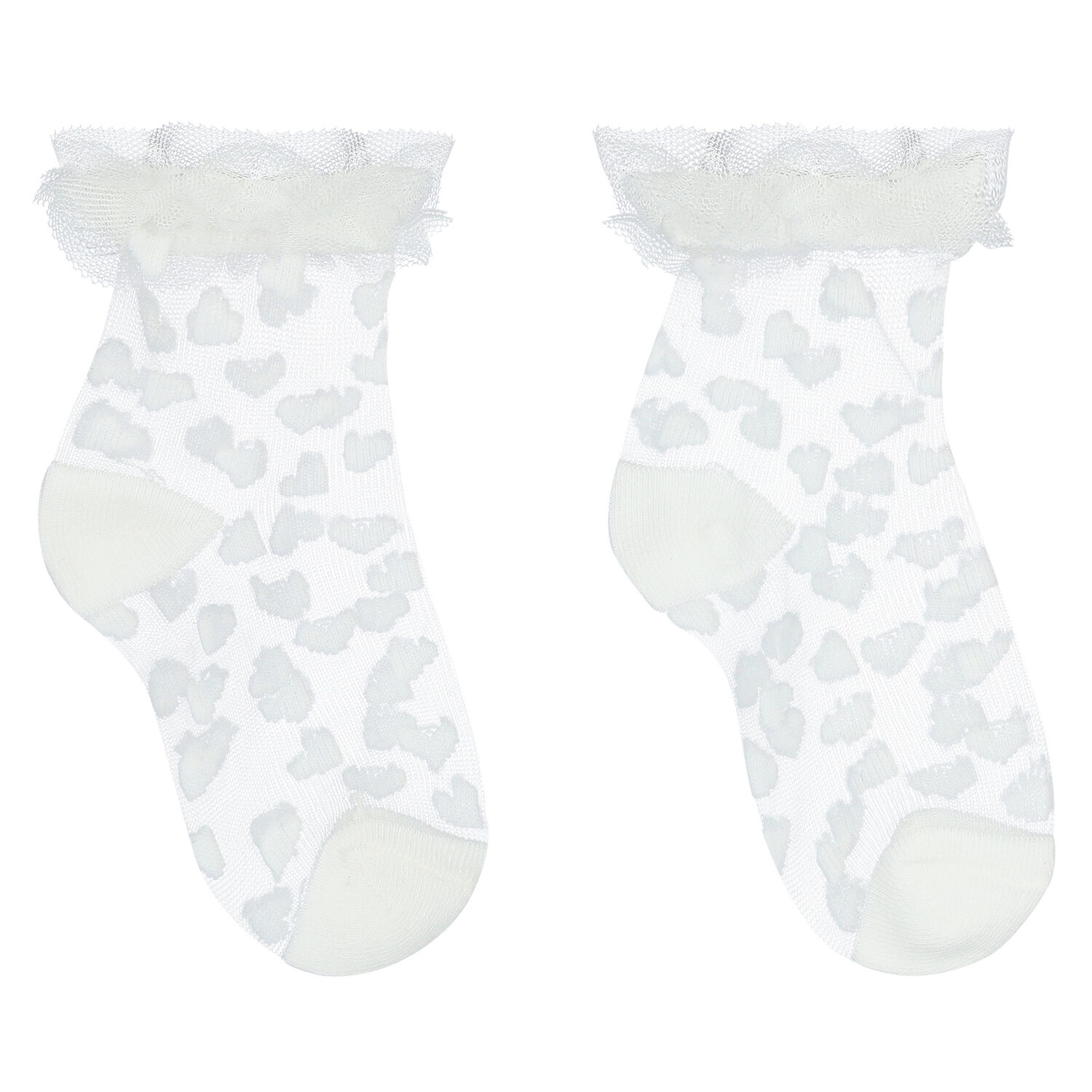 Baby Girls White Tulle Socks, 1, hi-res image number null