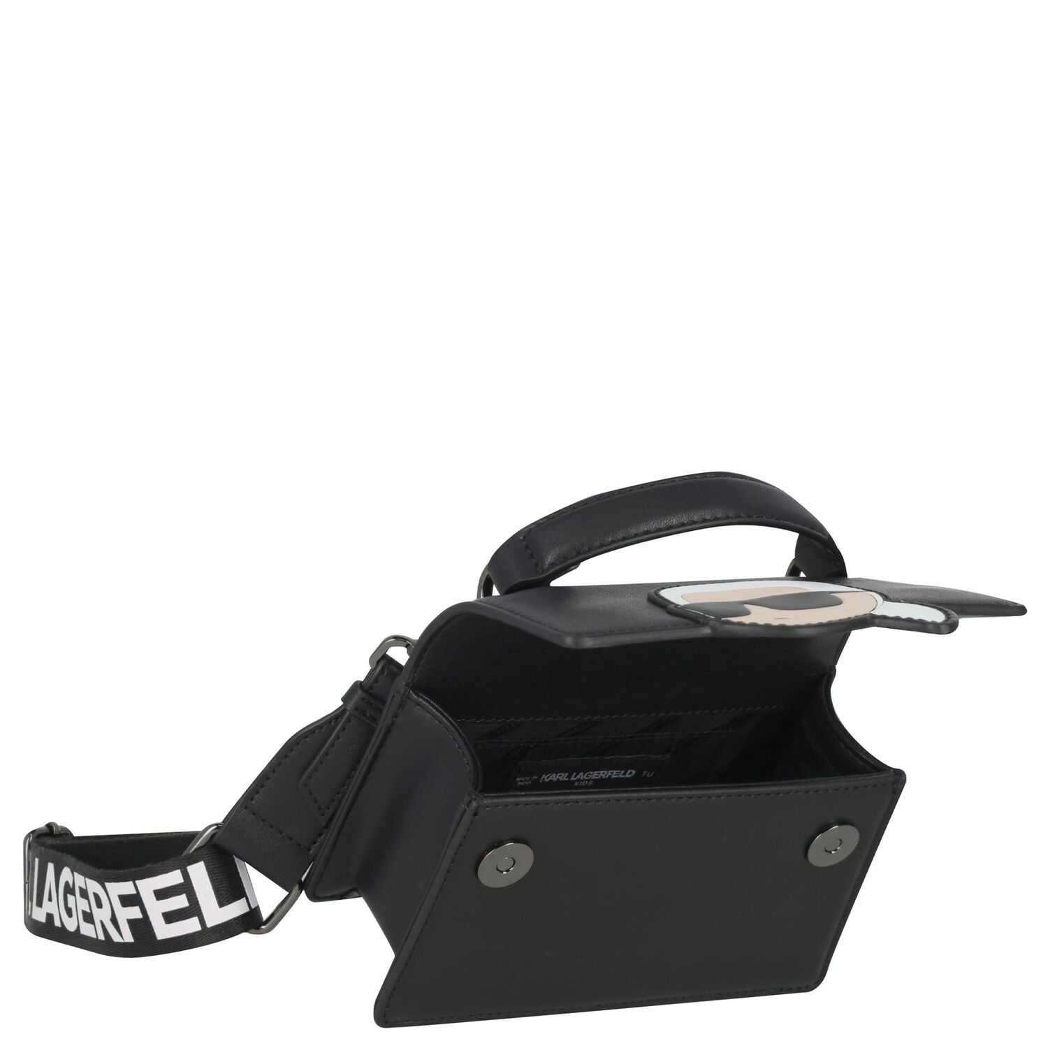 حقيبة يد أيكونيك كارل سوداء للبنات, 1, hi-res