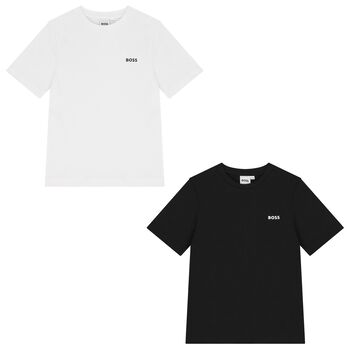 Boys White & Black Logo T-Shirts (2 Pack)
