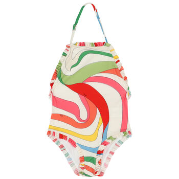 Girls Ivory Marmo Swimsuit
