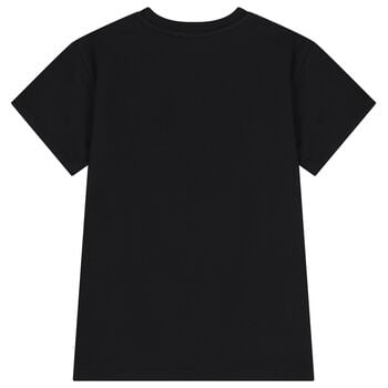 Girls Black Teddy Bear Logo Dress