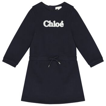 Younger Girls Navy Blue Logo Dress
