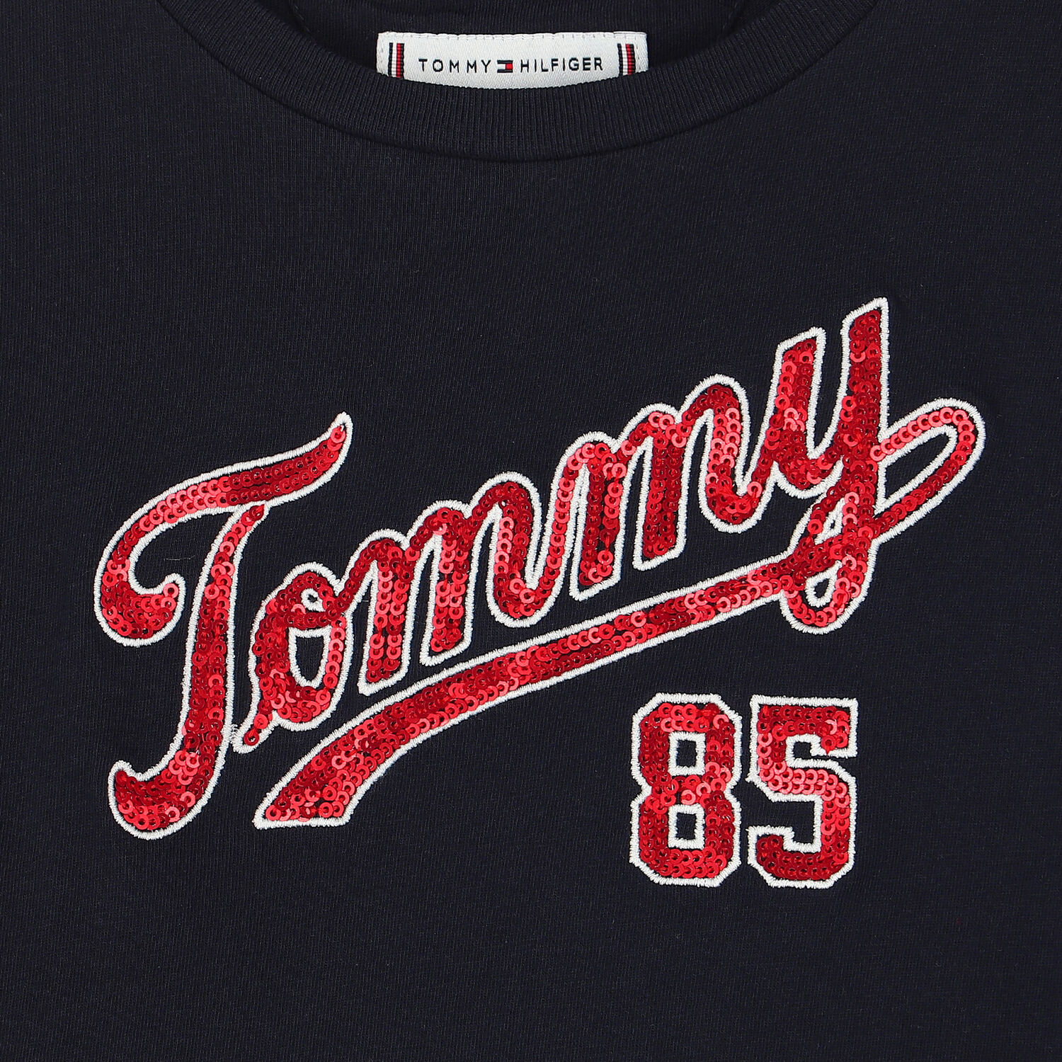 تيشيرت بالشعار باللون الكحلى للبنات, 1, hi-res