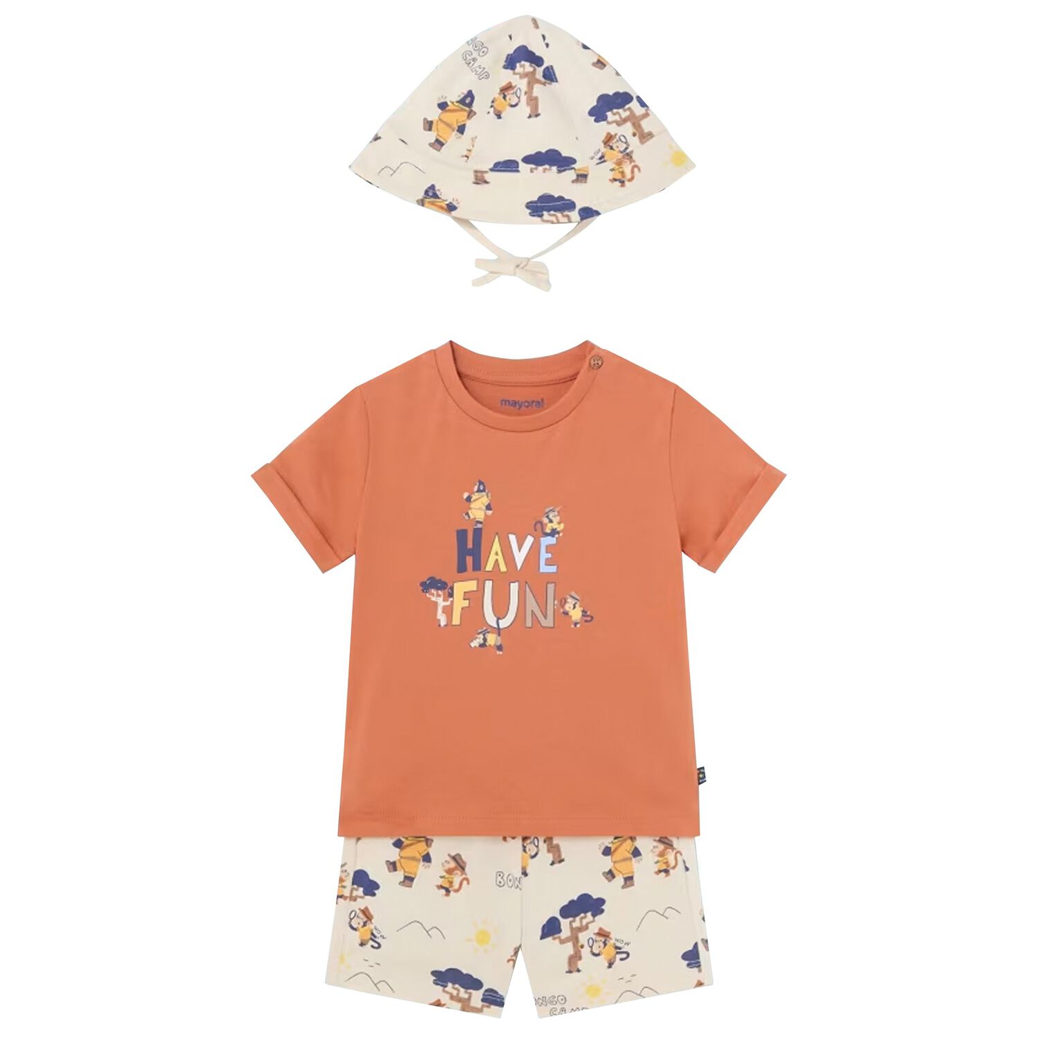 Younger Boys Orange & Ivory Shorts Set, 2, hi-res
