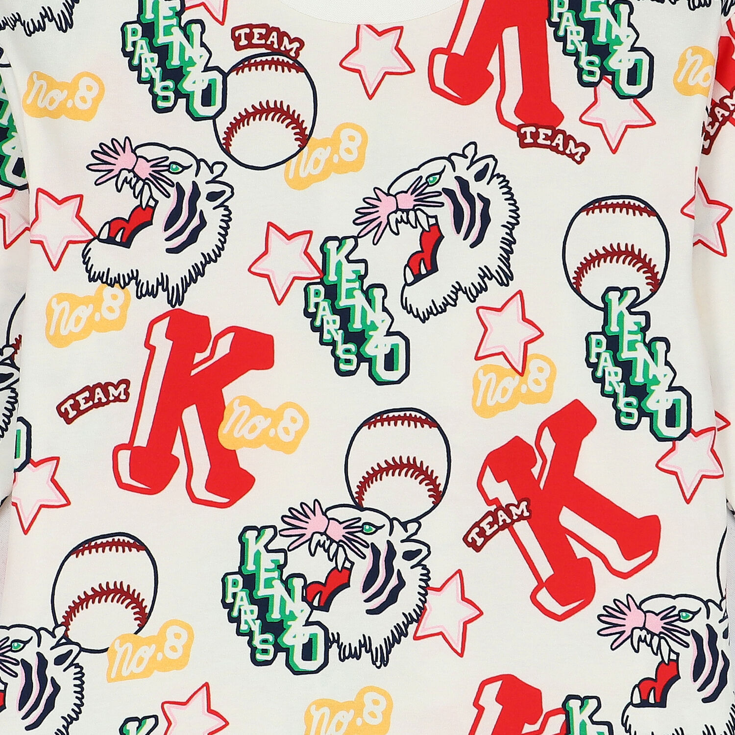 توب باكمام طويلة بالشعار باللون الأبيض للبنات, 1, hi-res