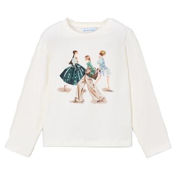 Girls Ivory Long Sleeve Top