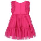 فستان بنات تول مكشكش باللون الوردي, 1, hi-res