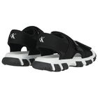 Boys Black Logo Sandals, 2, hi-res