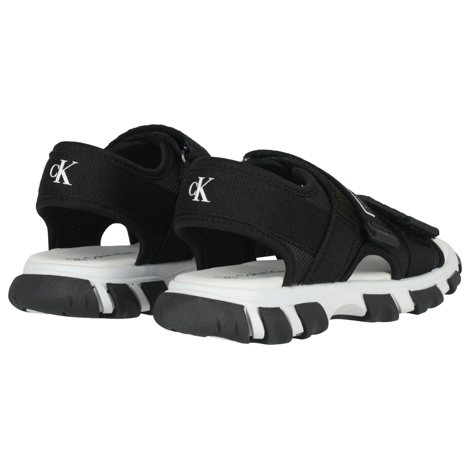 Boys Black Logo Sandals, 2, hi-res