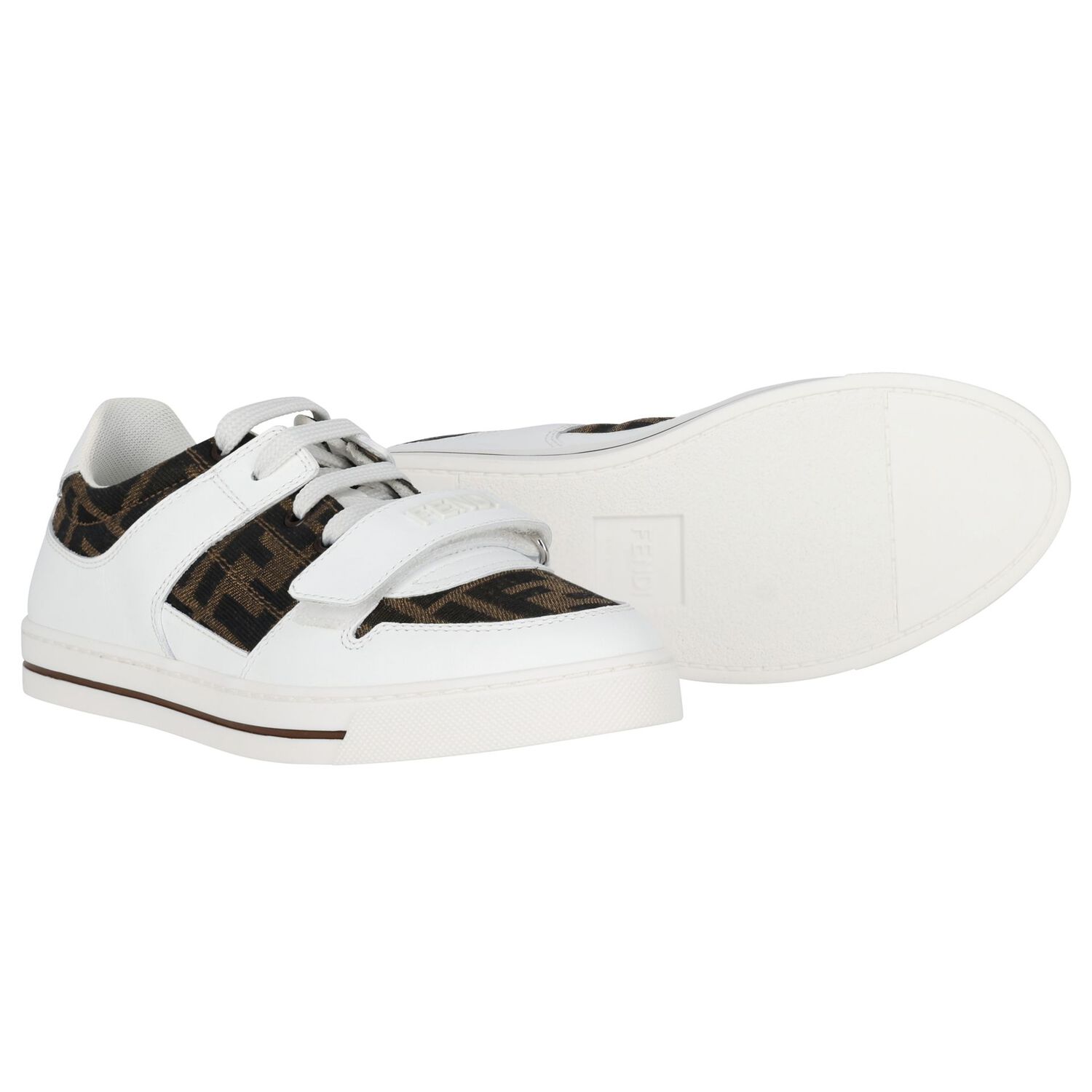 White FF Leather Trainers, 1, hi-res image number null
