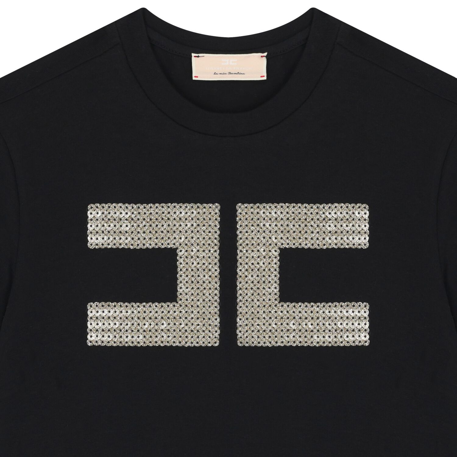 تيشيرت باللون أسود بشعار للبنات, 1, hi-res