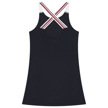 Girls Navy Blue Logo Dress