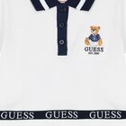 فستان قطني أبيض للبنات بشعار الدب, 1, hi-res