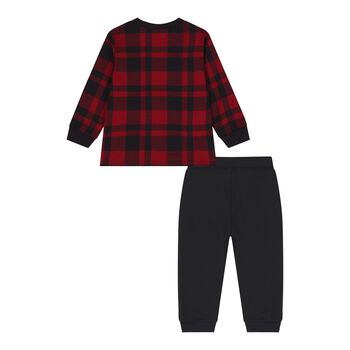 Baby Boys Red & Black Tartan Tracksuit