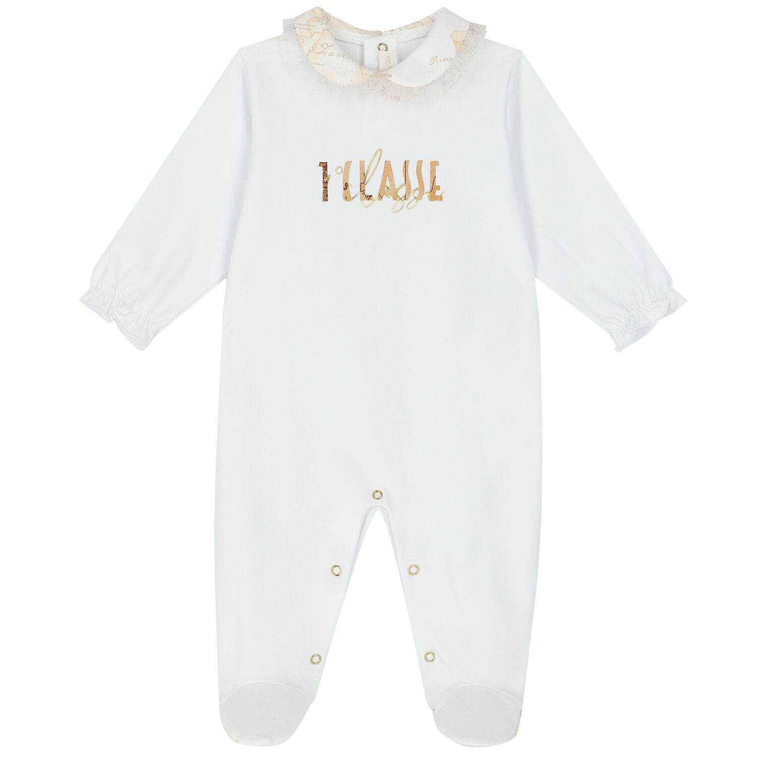 أفرول بالشعار باللون الأبيض للبنات, 1, hi-res