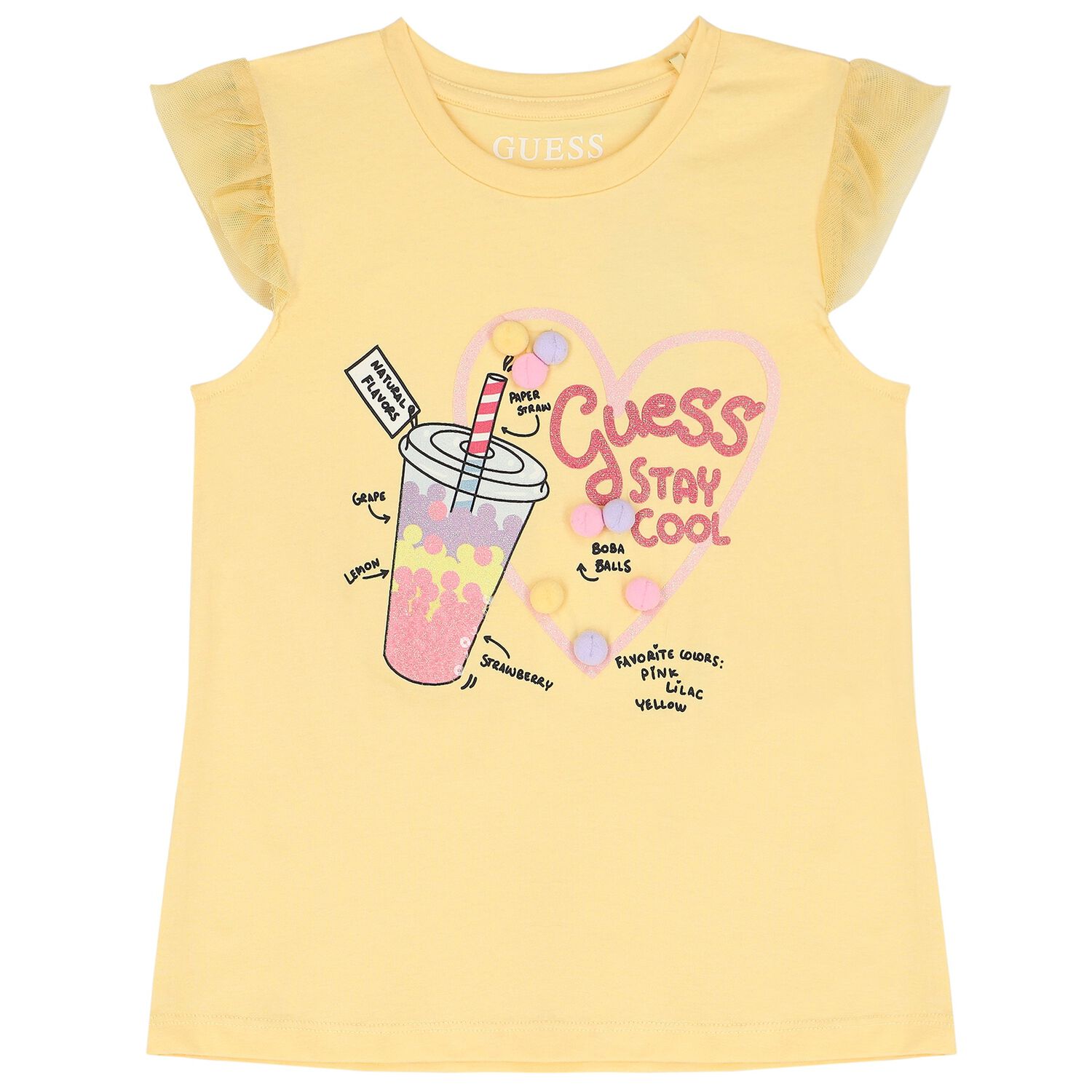 Girls Yellow 'Stay Cool' T-Shirt, 1, hi-res