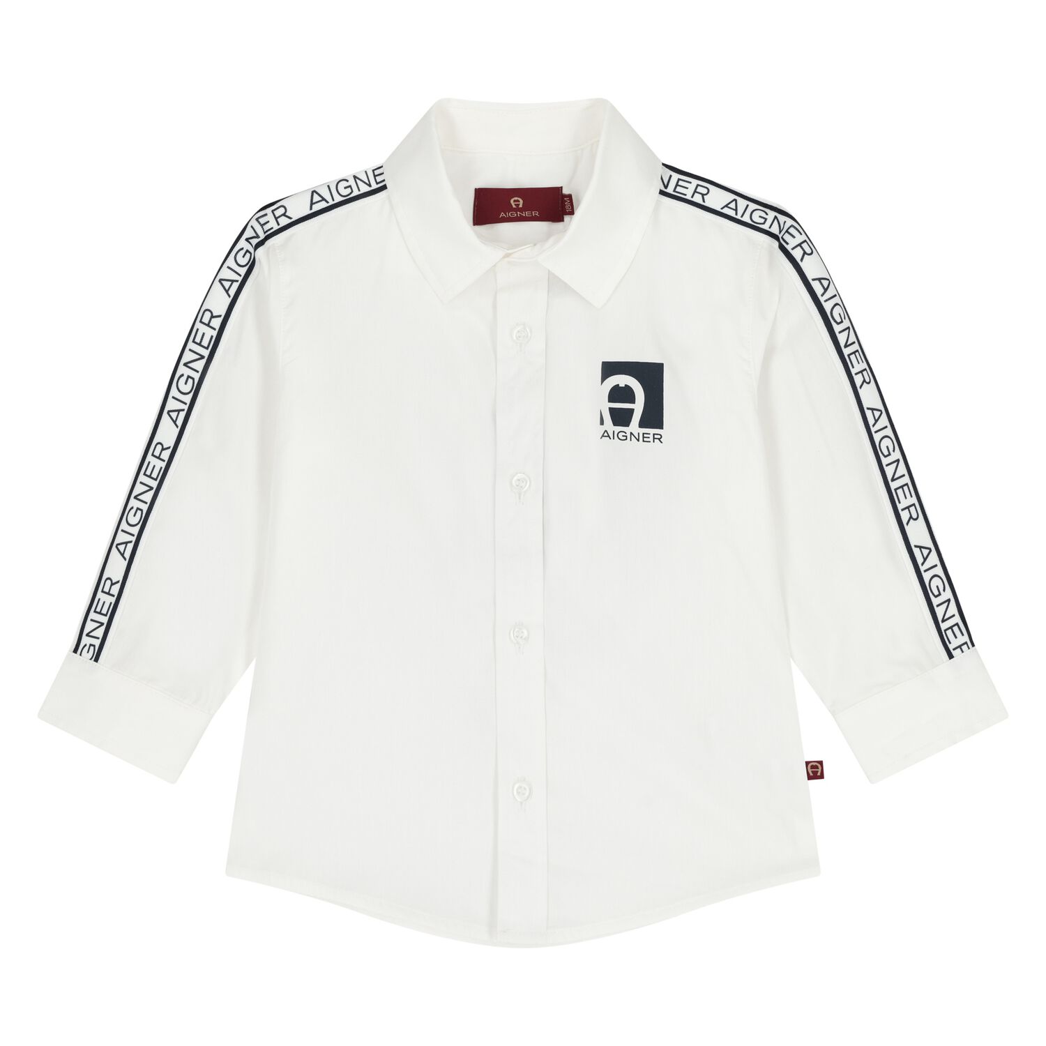 Younger Boys White Logo Shirt, 1, hi-res