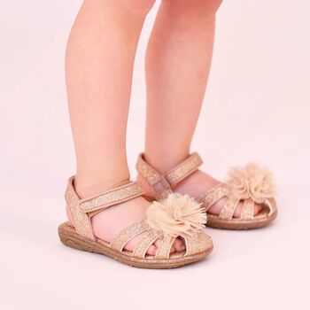 Younger Girls Rose Gold Flower Sandals