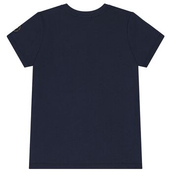 Boys Navy Blue & White Logo T-Shirt
