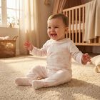 طقم ملابس أطفال للبنات باللون ألابيض والوردي , 1, hi-res