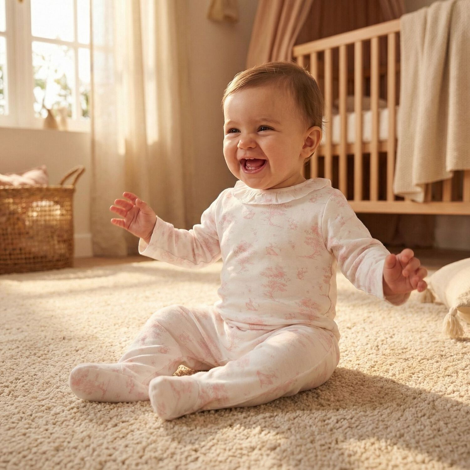 طقم ملابس أطفال للبنات باللون ألابيض والوردي , 1, hi-res