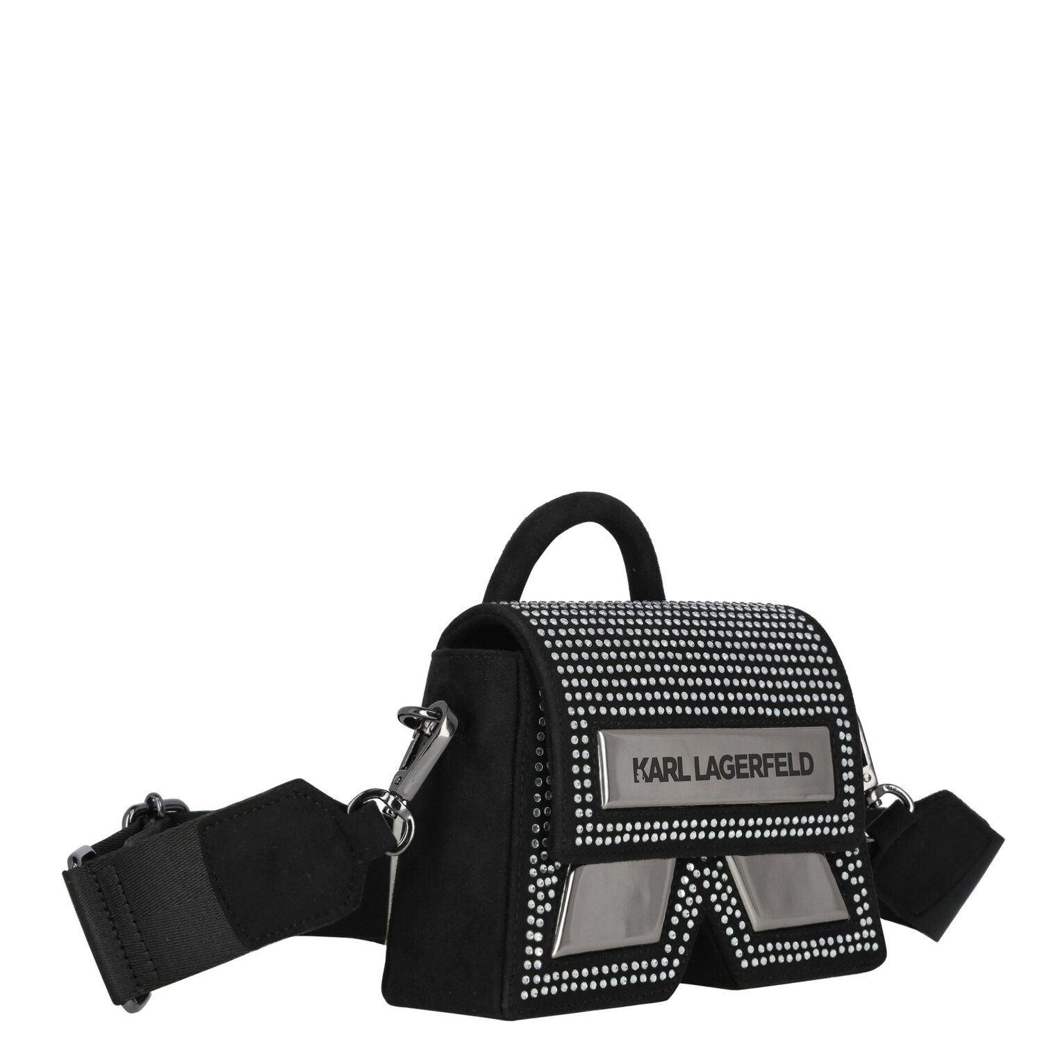Girls Black Embellished Logo Hand Bag, 1, hi-res