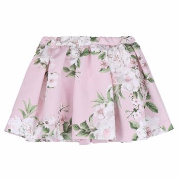 Girls Pink Floral Print Skirt