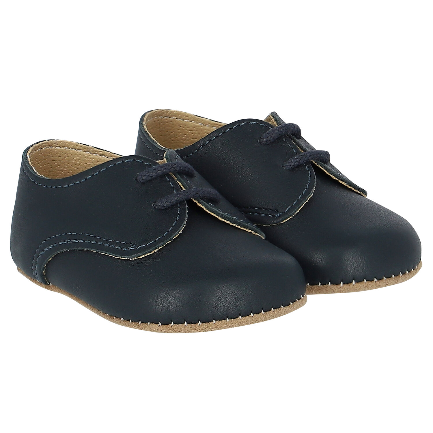 Baby Navy Leather Pre Walker Shoes, 1, hi-res