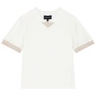 طقم شورت بشعار باللون العاجي والبيج للأولاد, 1, hi-res