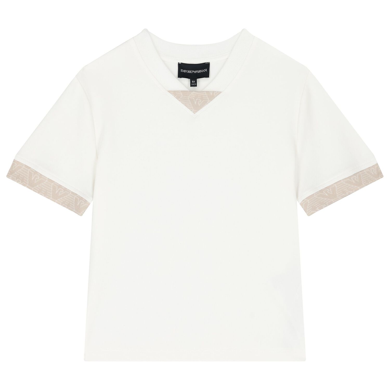 طقم شورت بشعار باللون العاجي والبيج للأولاد, 1, hi-res