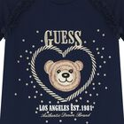 Girls Navy Blue Teddy Bear Logo Dress, 1, hi-res