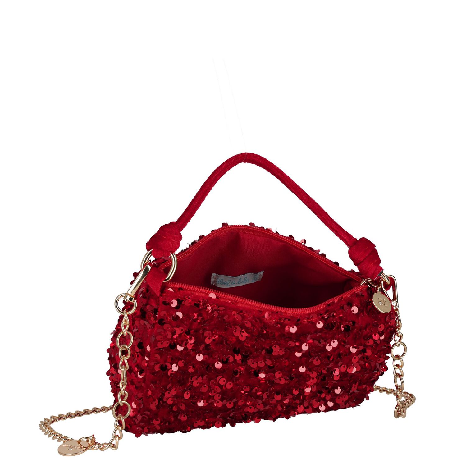 Girls Red Sequins Handbag, 1, hi-res