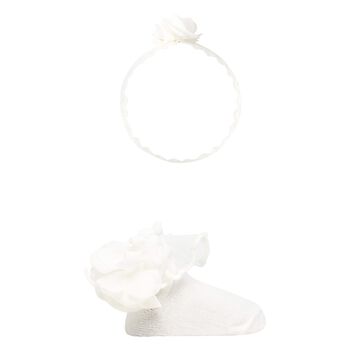 Baby Girls Ivory Headband & Socks Set