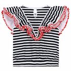 Girls Black Striped Top, 1, hi-res
