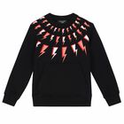 Boys Black Thunderbolt Sweatshirt, 1, hi-res