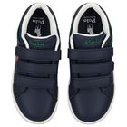 Boys Navy Blue Logo Trainers, 1, hi-res