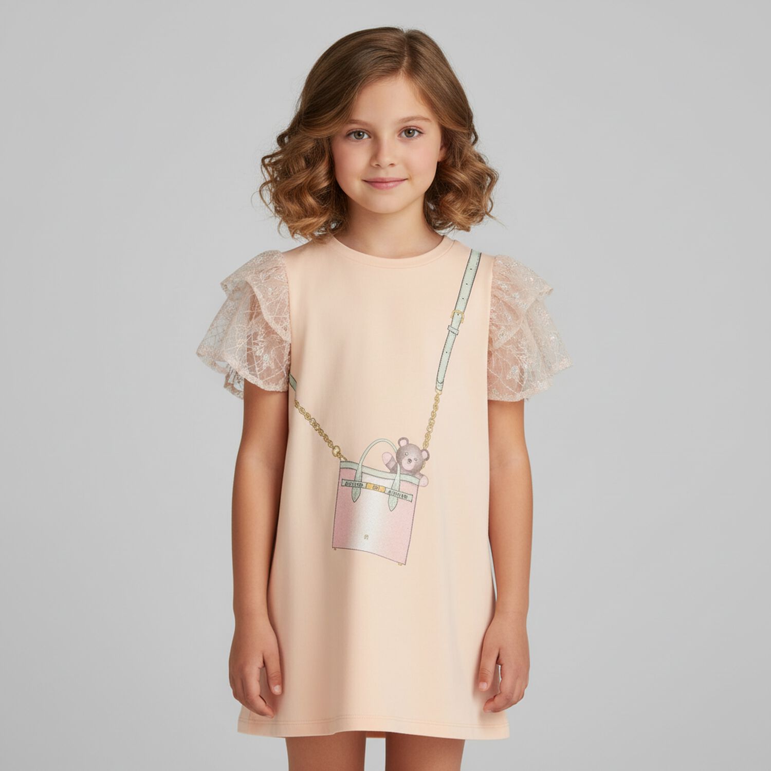 Girls Pink Logo Bag Dress, 1, hi-res