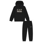 Boys Black Logo Tracksuit , 2, hi-res