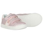 Girls Pink Glitter Leather Trainers, 1, hi-res