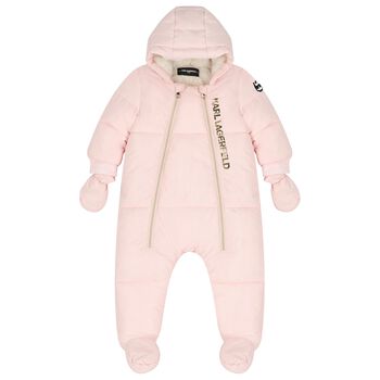 Baby Girls Pink Logo Snowsuit