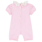 Baby Girls Pink Teddy Bear Romper, 1, hi-res