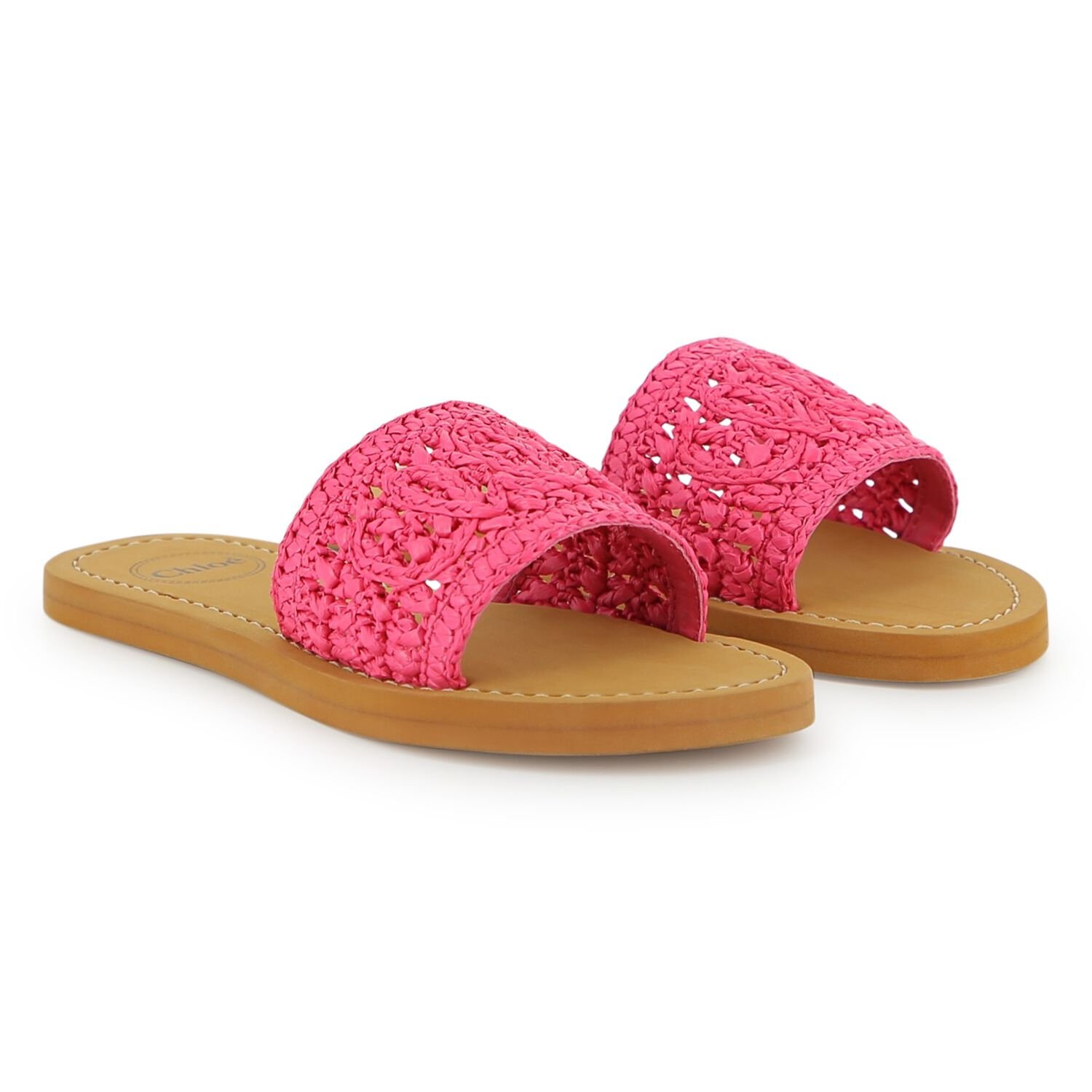 Girls Mini Me Pink & Beige Logo Sliders, 1, hi-res