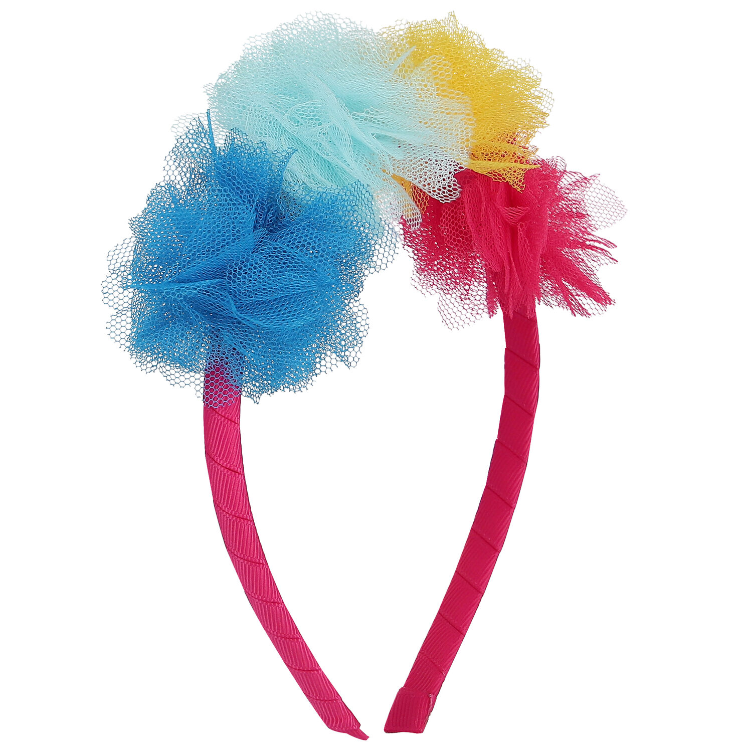 Girls Multi-Colored Tulle Flower Headband, 1, hi-res