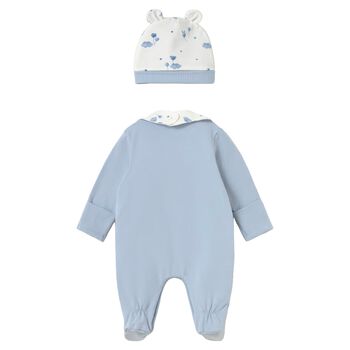 Baby Girls White & Blue Balloon Babygrow Gift Set