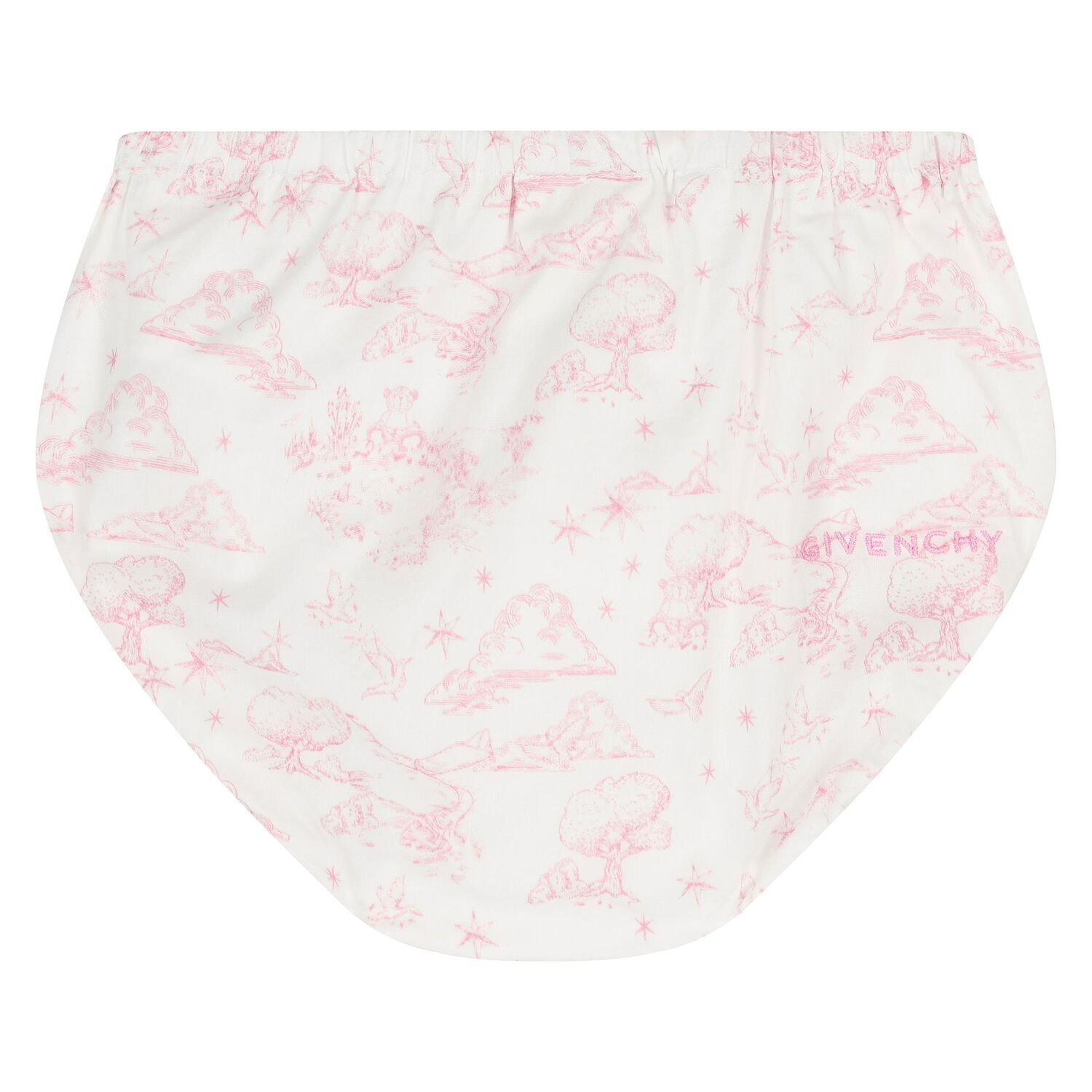 Baby Girls White & Pink Toile de Jouy Dress Set, 1, hi-res