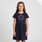 Girls Navy Blue Logo Dress, 1, hi-res